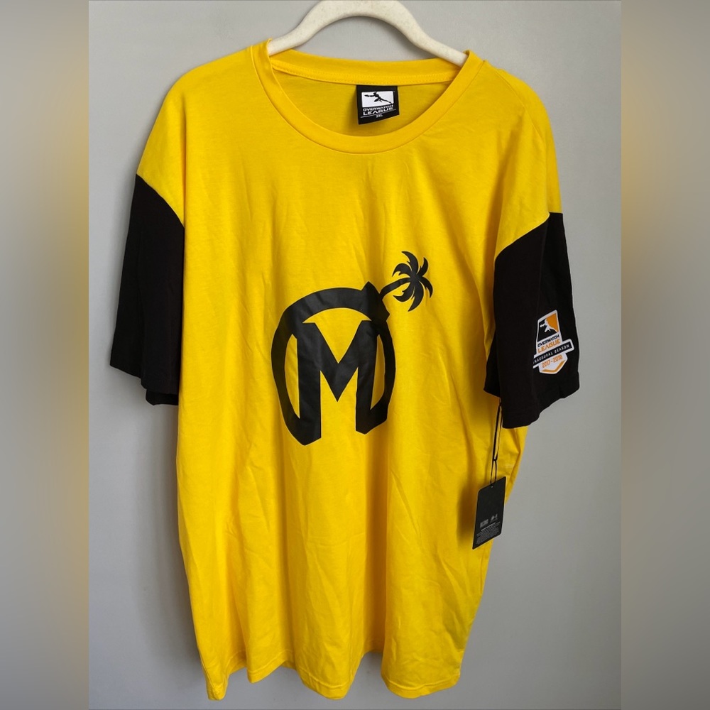 New Overwatch League Mayhem Florida Yellow Short Sleeve Shirt Size 2XL